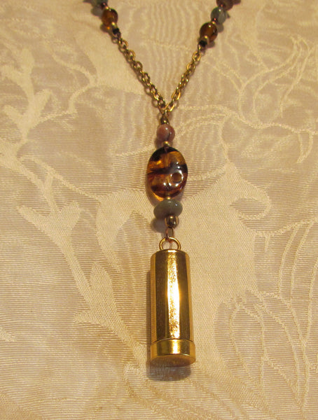 Vintage Folda Cigarette Holder Necklace Handmade Semi Precious Beaded OOAK Pendant Necklace