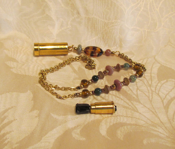 Vintage Folda Cigarette Holder Necklace Handmade Semi Precious Beaded OOAK Pendant Necklace