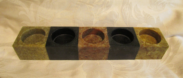 Genuine Soapstone Candle Holder 5 Tea Light Soap Stone Holder With Leaf Candles
