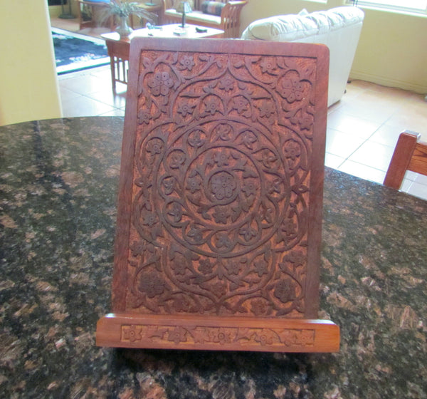 Hand Carved Wooden Book Stand New Shesham Cookbook Holder