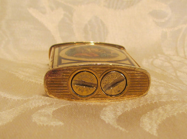 Vintage Evans Enamel Lighter Victorian Courting Scene Pocket Purse Lighter Working Condition