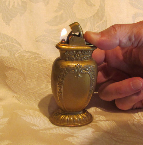 Evans Table Lighter 1930s Gold Tone Working Lighter