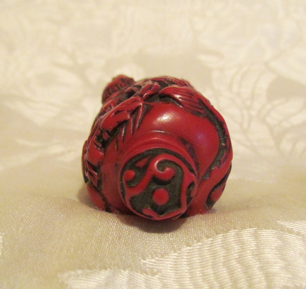 Carved Cinnabar Chinese Perfume Bottle Asian Snuff Holder