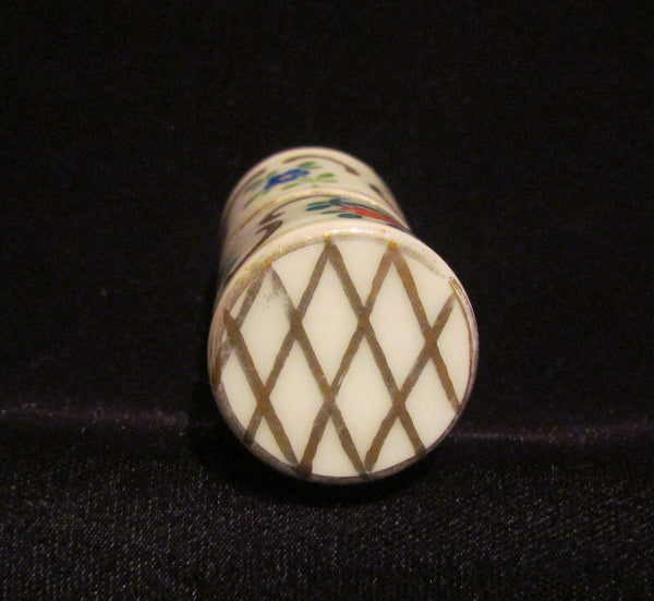 France Porcelain Lighter Vintage Ceramic Table Top Lighter Hand Painted Floral Working
