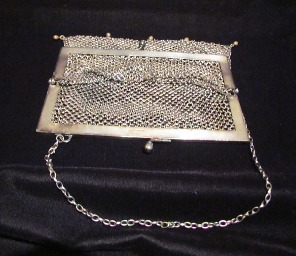 Antique Silver ChainMail Purse Victorian Soldered Mesh Chain Mail