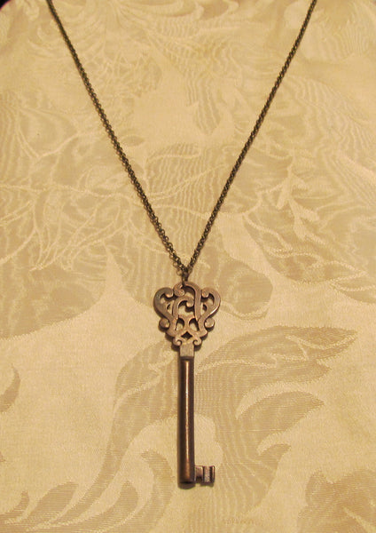 Antique Bronze Key Necklace Ornate Antique Skeleton Key