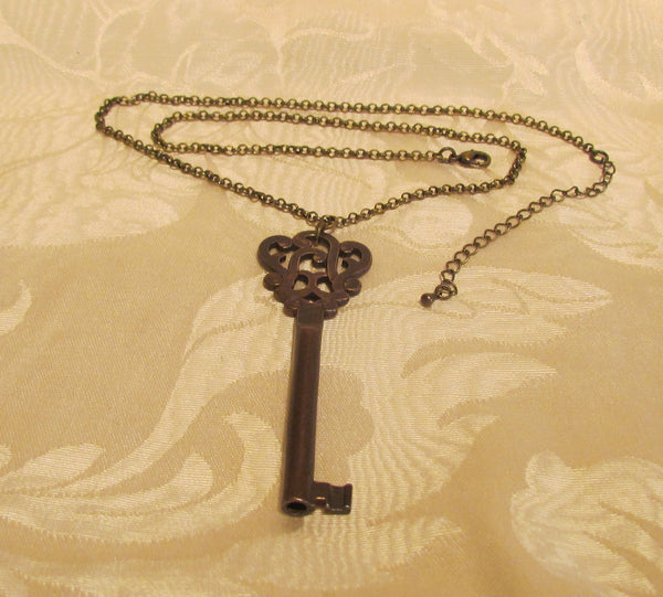 Antique Bronze Key Necklace Ornate Antique Skeleton Key