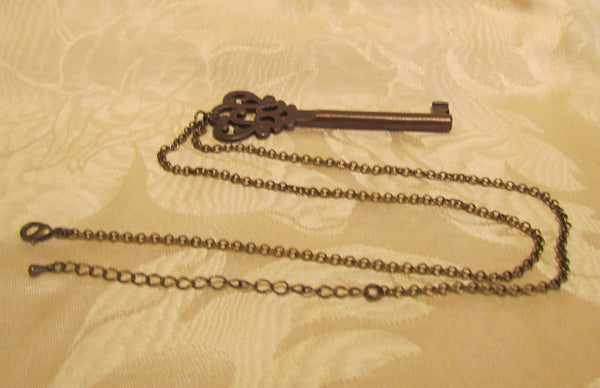 Antique Bronze Key Necklace Ornate Antique Skeleton Key
