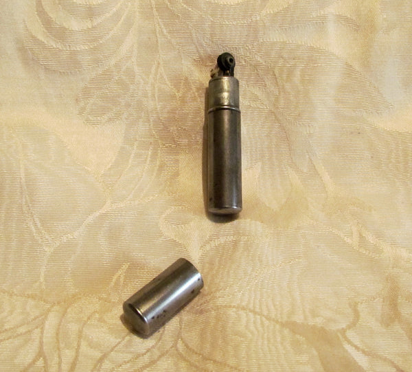 Silver Tube Lighter Trench Post And Wheel Lighter Great Working Condition