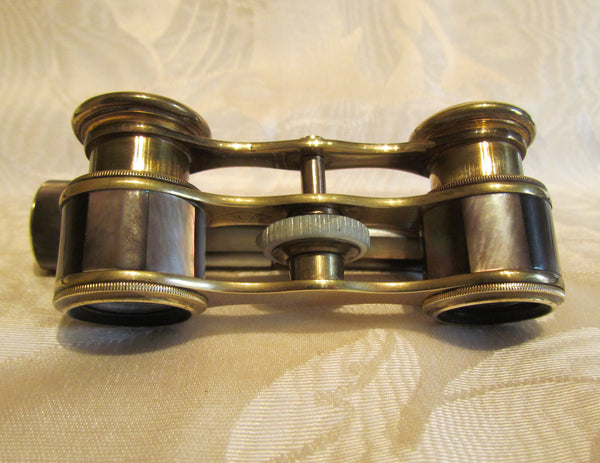 1800s Opera Glasses Purple Mother Of Pearl Theater Glasses With Handle Antique Binoculars MOP