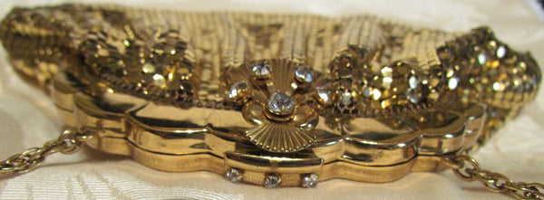 Rhinestone Gold Mesh Purse Duramesh 1940's Glomesh Wedding Purse Unused Mint Condition