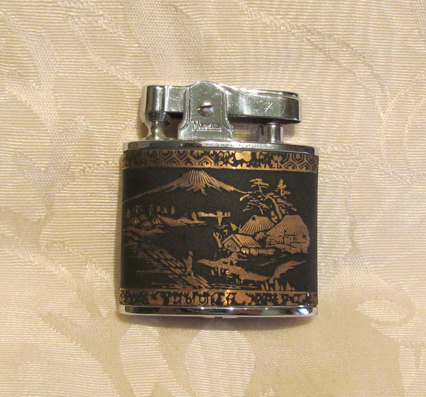 24Kt Gold Asian Lighter Working Prince SuperLighter Mt Fugi Unused In Original Box