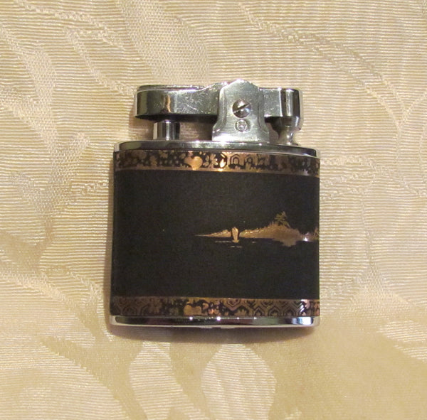 24Kt Gold Asian Lighter Working Prince SuperLighter Mt Fugi Unused In Original Box