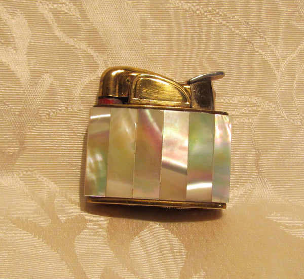 Mother Of Pearl Lighter Evans Gold 1950's Lighter Working