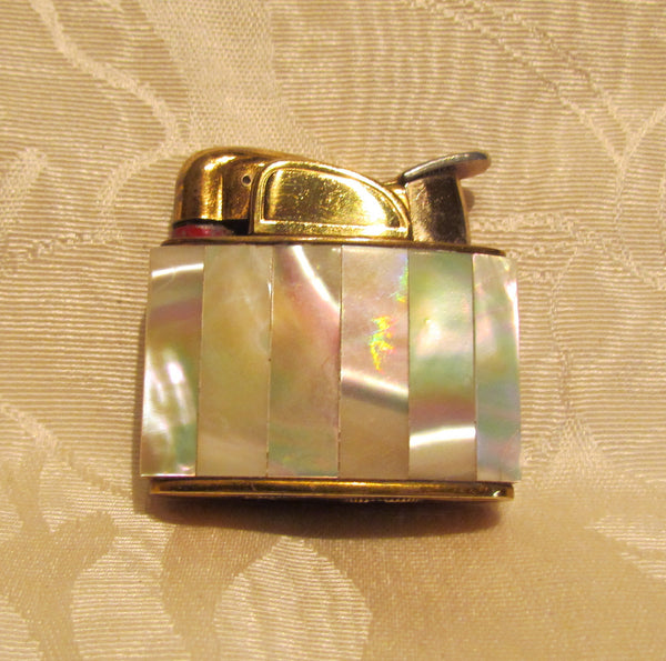 Mother Of Pearl Lighter Evans Gold 1950's Lighter Working