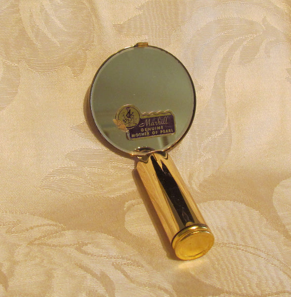 Mother Of Pearl Lipstick Mirror Compact Case Vintage Marhill Lip Stick Holder