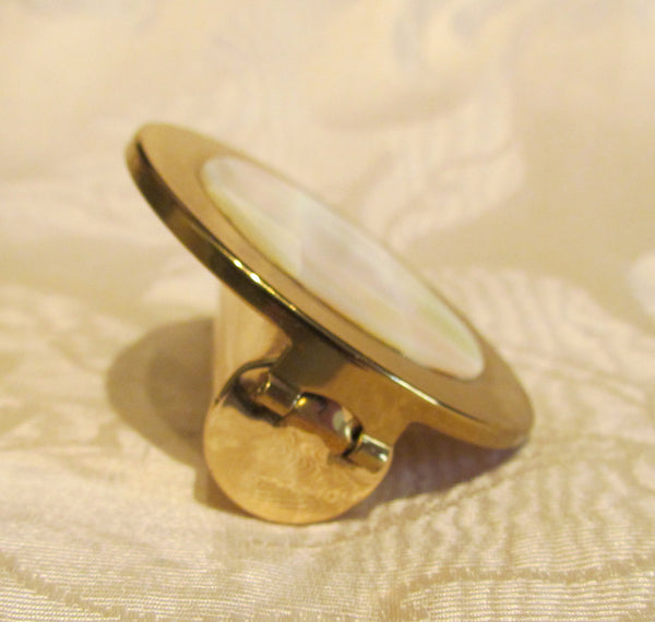 Mother Of Pearl Lipstick Mirror Compact Case Vintage Marhill Lip Stick Holder