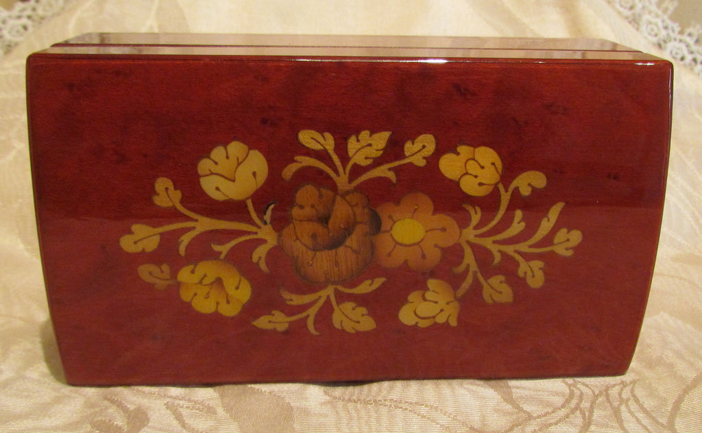 Reuge Music Box Italian Inlaid Burl Wood Swiss Movement Ring