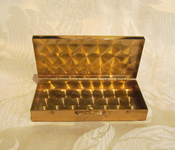 Mother Of Pearl Cigarette Box Mid Century Gold Case Excellent Condition