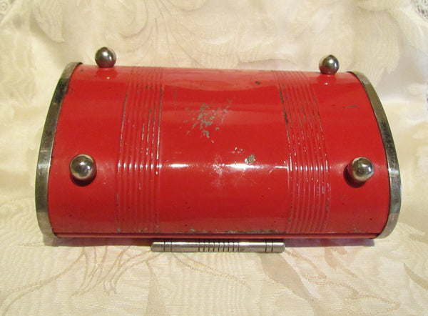 Roll Top Cigarette Box Park Sherman Red Bakelite Case Jewelry Trinket Box