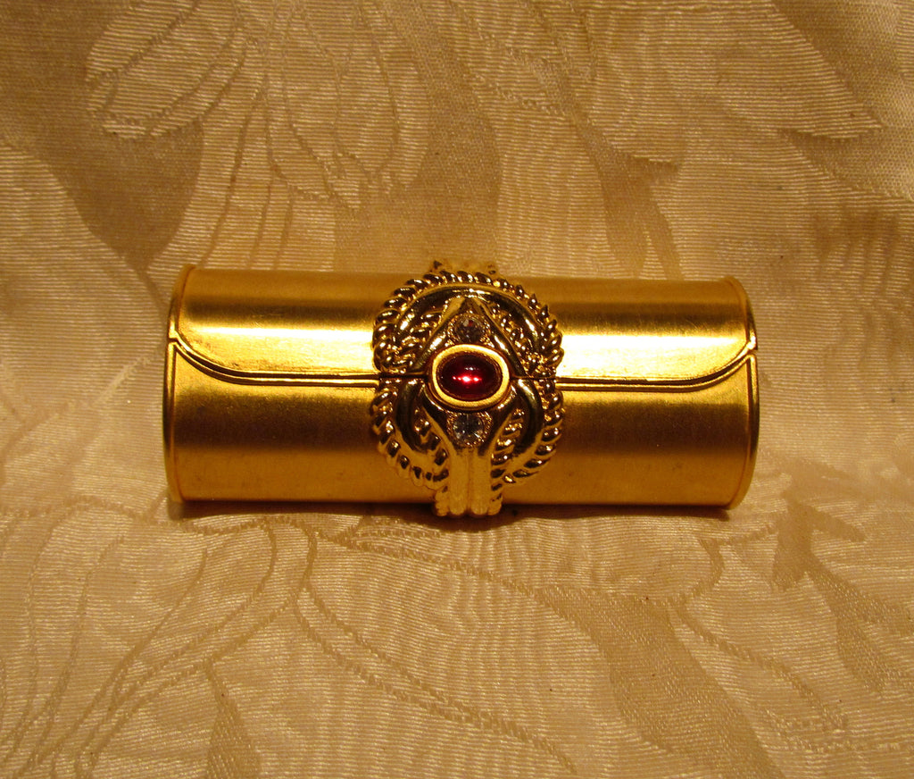 VINTAGE OVAL MAX FACTOR GOLDTONE LIPSTICK CASE with MIRROR