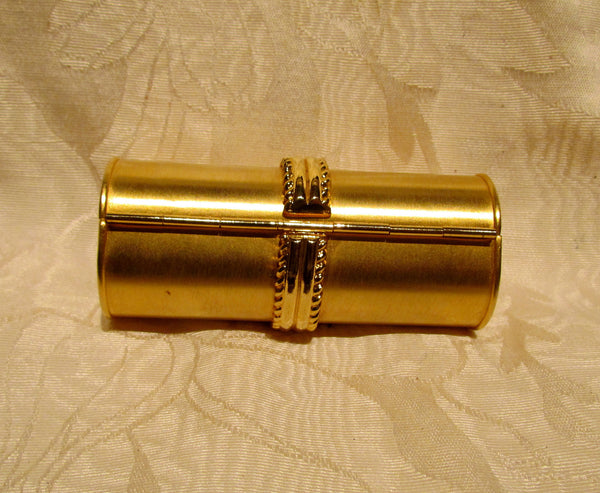 Gold Rhinestone Lipstick Case Vintage Mirror Lipstick Holder Unused