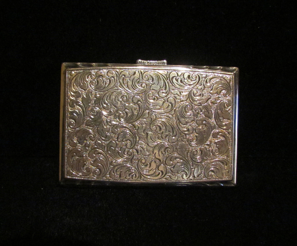 KRAFT R.K. ALPACCA Antique Silver Plate Engraved Cigarette Case