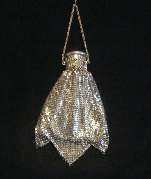 Silver Mesh Gate Top Purse Whiting Davis Wedding Purse Accordion Bridal Bag Art Deco Evening Bag