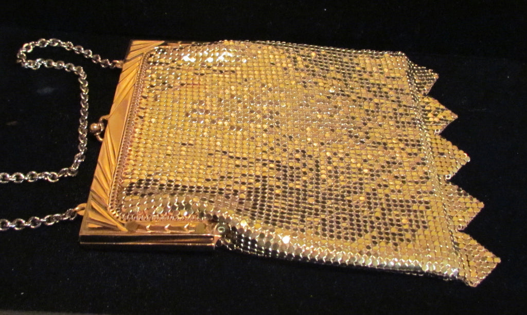 Art Deco Gold Purse Whiting Davis 1940s Mesh Purse Mint Condition Evening Handbag