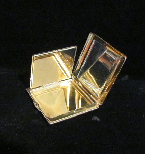 24K Gold Etched Asian Vintage Powder Compact Mt Fuji