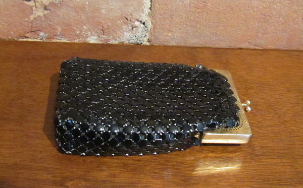 Whiting Davis Black Mesh Cigarette Case Vintage Card Holder Coin Purse