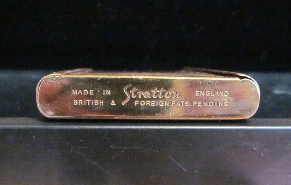 Vintage Stratton Compact Brush Gold Engine Turned Design
