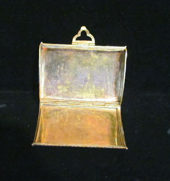 Italian Champleve Gold Calling Card Case Turquoise Enamel Purse