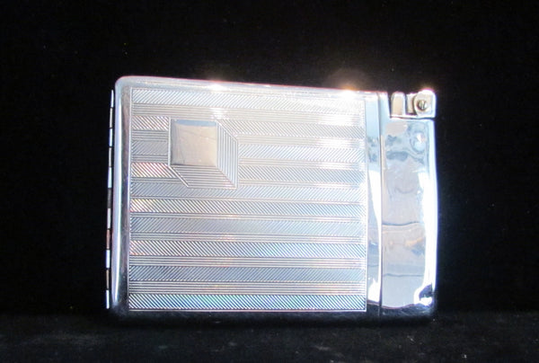 1940's Royal CaseLite Art Deco Cigarette Case Lighter Silver Case Lite Excellent Working