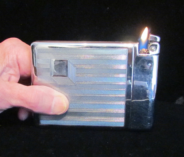 1940's Royal CaseLite Art Deco Cigarette Case Lighter Silver Case Lite Excellent Working
