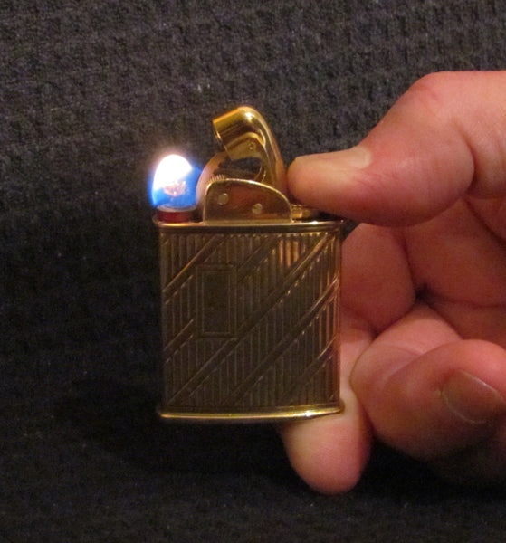 Evans Baron Lighter Art Deco Gold Working Pocket Lighter