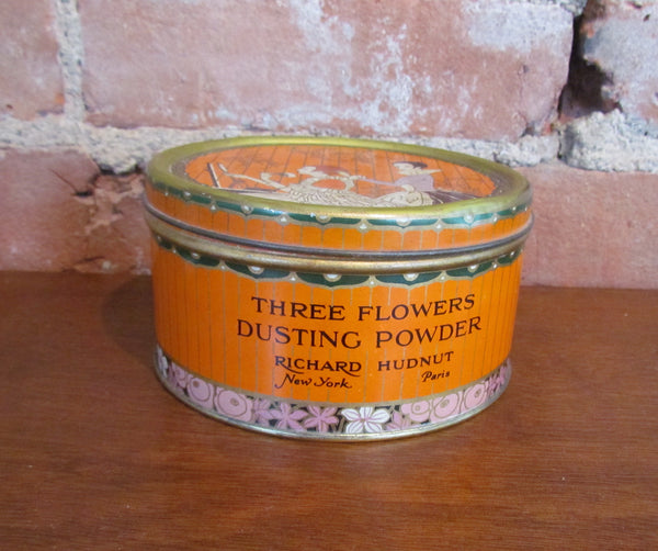 Vintage Richard Hudnut Three Flowers Dusting Powder Tin