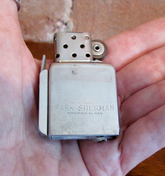 Park Sherman Storm King Windproof Lighter Leather Flip Top