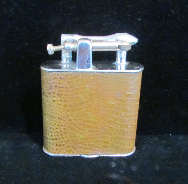 Vintage Lift Arm Table Lighter With Leather Wrap Jumbo 4 1/4" Size