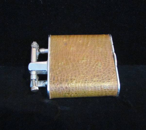 Vintage Lift Arm Table Lighter With Leather Wrap Jumbo 4 1/4" Size