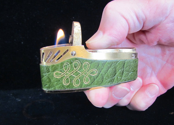 Mid Century Ladies Leather Cigarette Lighter Retro Pocket Windproof Working Lighter