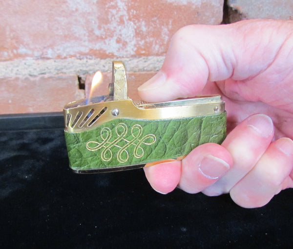 Mid Century Ladies Leather Cigarette Lighter Retro Pocket Windproof Working Lighter