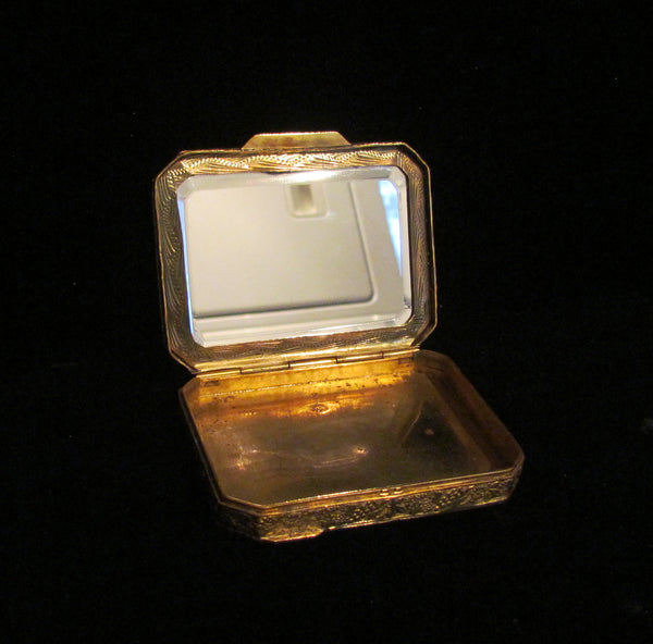 Antique Compact Italian Champleve Enamel Gold Gilt Powder Box
