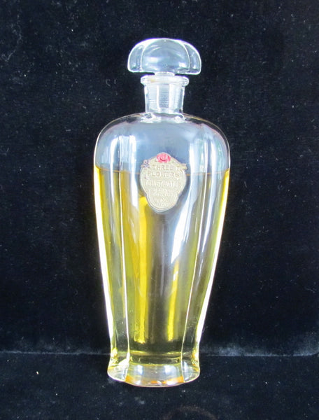 Three Flowers Perfume Bottle Richard Hudnut 1910's Antique Foil Label Bottle