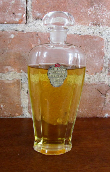 Three Flowers Perfume Bottle Richard Hudnut 1910's Antique Foil Label Bottle