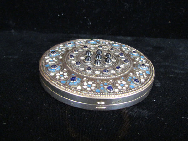 Antique French Gold Compact Blue Stones Late 1800's