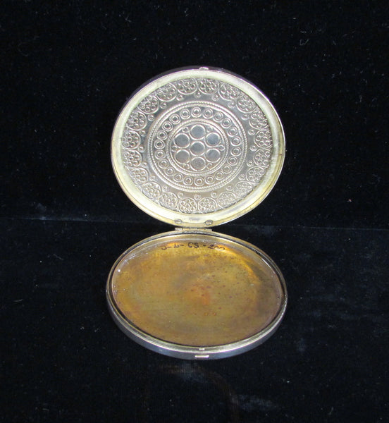 Antique French Gold Compact Blue Stones Late 1800's
