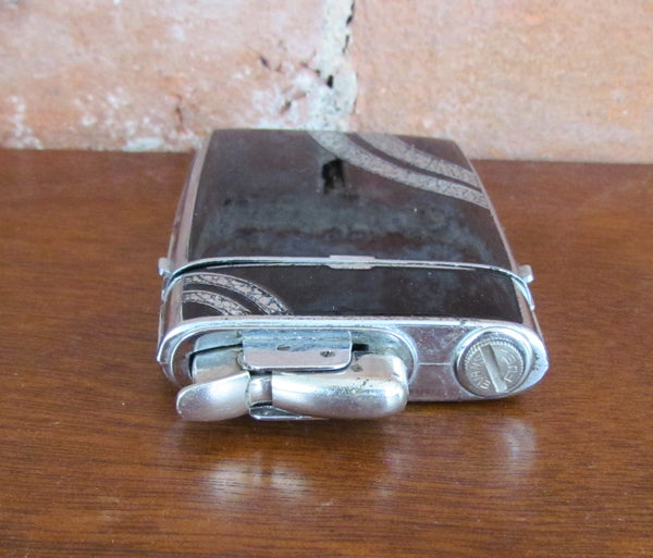 Evans Case Lighter Black Enamel 1940s Art Deco Trig-A-Lite Cigarette Case
