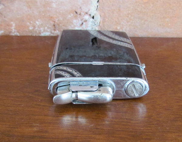 Evans Case Lighter Black Enamel 1940s Art Deco Trig-A-Lite Cigarette Case