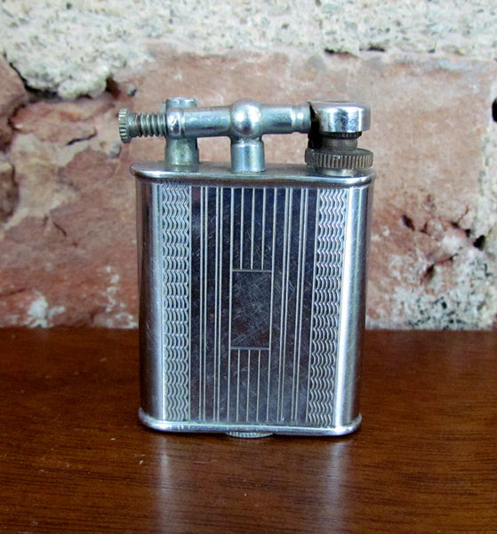 Golden Wheel Lift Arm Pocket Lighter Silver Edwardian